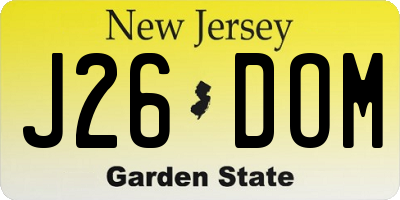 NJ license plate J26DOM