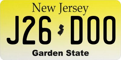 NJ license plate J26DOO