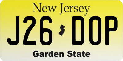 NJ license plate J26DOP