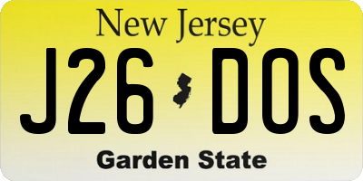 NJ license plate J26DOS