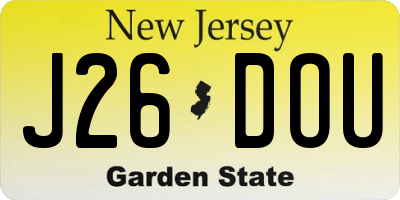 NJ license plate J26DOU