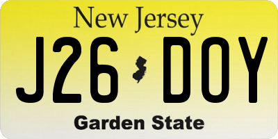 NJ license plate J26DOY