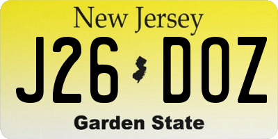 NJ license plate J26DOZ