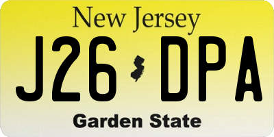 NJ license plate J26DPA