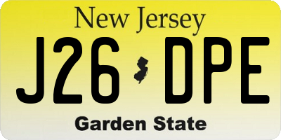 NJ license plate J26DPE
