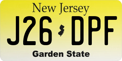 NJ license plate J26DPF