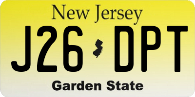 NJ license plate J26DPT