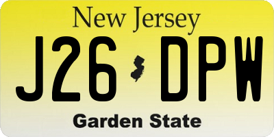 NJ license plate J26DPW
