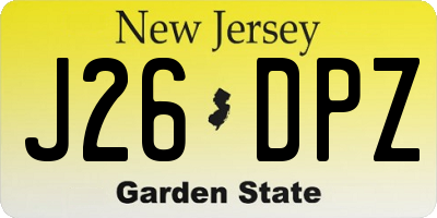 NJ license plate J26DPZ