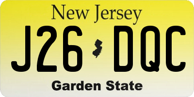 NJ license plate J26DQC