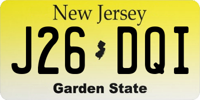NJ license plate J26DQI