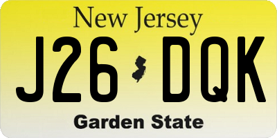NJ license plate J26DQK