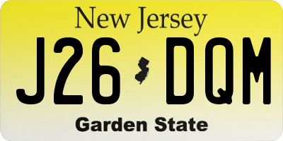 NJ license plate J26DQM