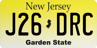 NJ license plate J26DRC
