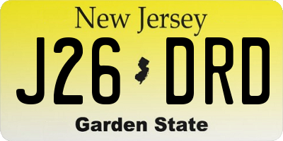 NJ license plate J26DRD