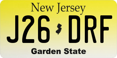NJ license plate J26DRF