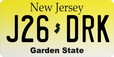 NJ license plate J26DRK