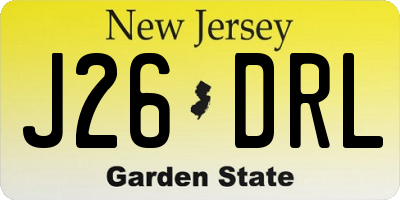 NJ license plate J26DRL