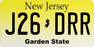 NJ license plate J26DRR