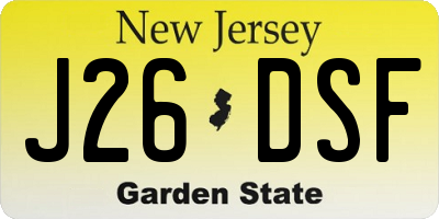 NJ license plate J26DSF