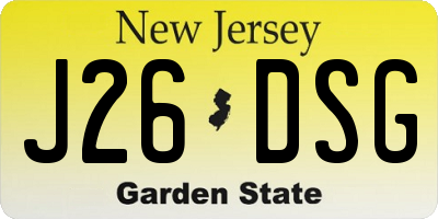 NJ license plate J26DSG