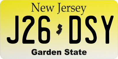 NJ license plate J26DSY