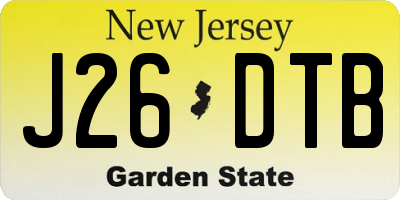 NJ license plate J26DTB