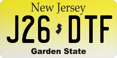 NJ license plate J26DTF
