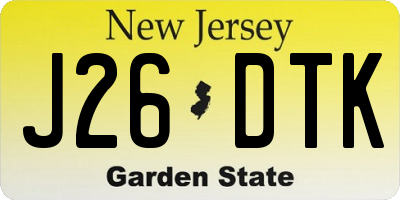 NJ license plate J26DTK