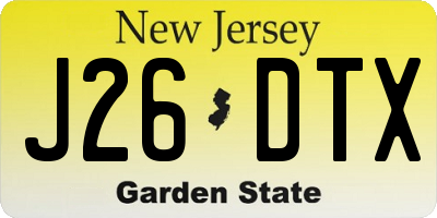 NJ license plate J26DTX
