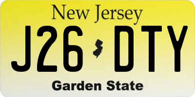 NJ license plate J26DTY