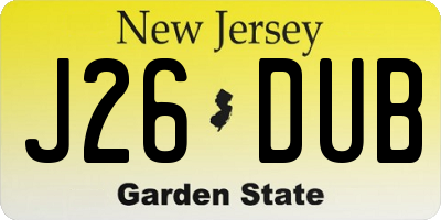 NJ license plate J26DUB