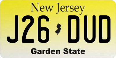 NJ license plate J26DUD