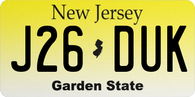 NJ license plate J26DUK