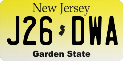 NJ license plate J26DWA