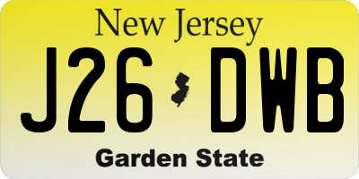 NJ license plate J26DWB