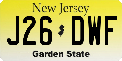 NJ license plate J26DWF