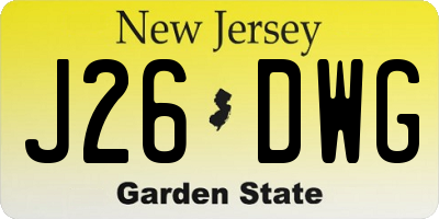 NJ license plate J26DWG