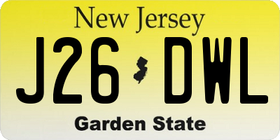 NJ license plate J26DWL
