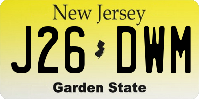 NJ license plate J26DWM