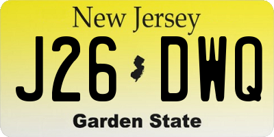 NJ license plate J26DWQ