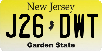 NJ license plate J26DWT