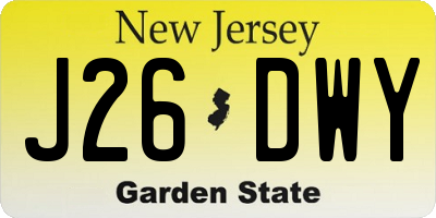 NJ license plate J26DWY