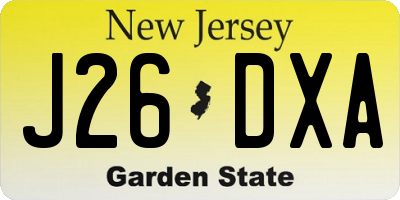 NJ license plate J26DXA
