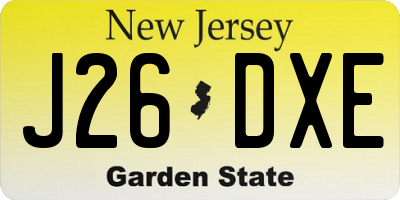 NJ license plate J26DXE