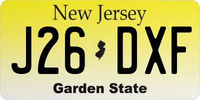 NJ license plate J26DXF
