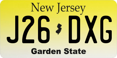 NJ license plate J26DXG