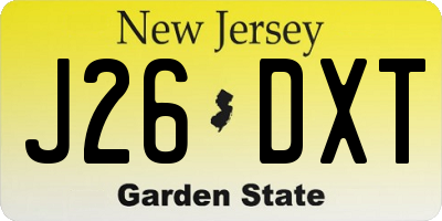 NJ license plate J26DXT