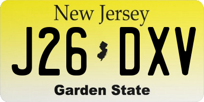NJ license plate J26DXV