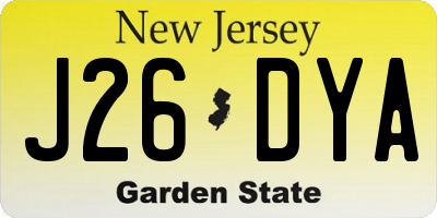 NJ license plate J26DYA